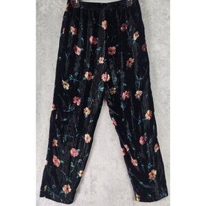 Gotcha Covered Pants Womens 8 Black‎ Floral Velvet Casual Vintage Made In USA